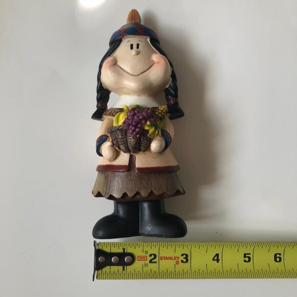 Adorable, Rustic, Resin Native American figure w/harvest basket, appx 7.25"Hx3"W - Picture 3 of 5